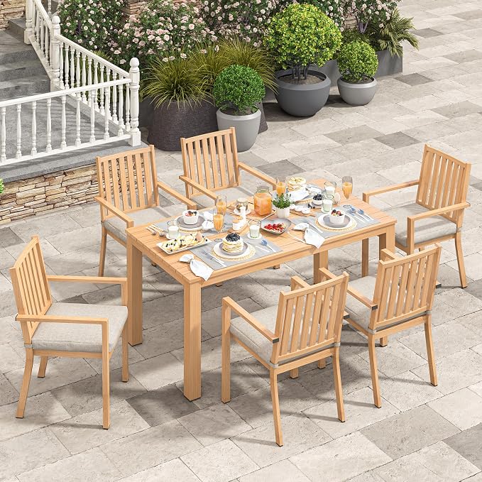 Wisteria Lane Aluminum 7 Pieces Patio Dining Sets, Outdoor Dining Table by WisteriaLane