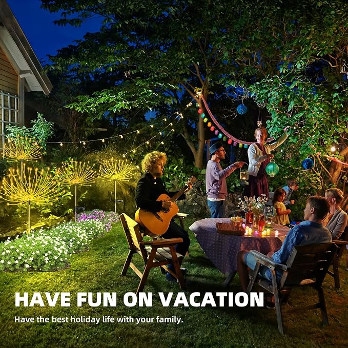 2 PCS Solar Firework Light, Outdoor Solar Garden Decorative Lights 120 LED - Image 8