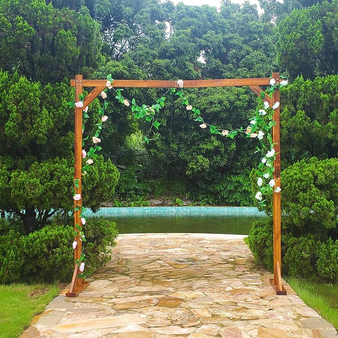 7.3FT Wooden Wedding Arch Stand Square Wood Arch Wedding Arbor - Image 7