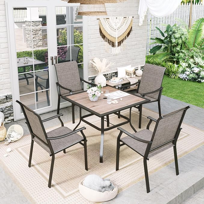 Sophia & William 5-Piece Outdoor Dining Set, 4 Comfortable Textilene Chairs and - Image 2