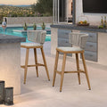 PURPLE LEAF Outdoor Bar Height Stool Set of 2 Modern Rattan Bar Chairs by PURPLELEAF