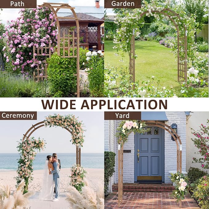 VINGLI Wooden Garden Arbor, Heavy Duty Outdoor Frame Trellis - Image 6