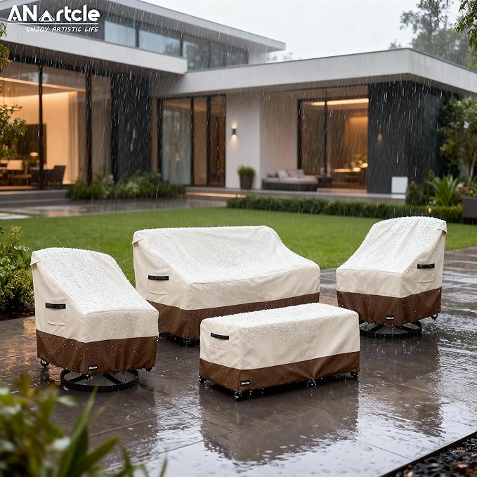 Patio Furniture Covers 4 Piece Set, 600D Waterproof Heavy Duty Outdoor - Image 5