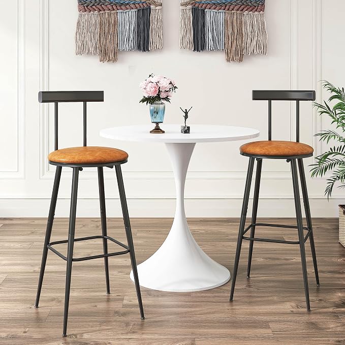 Bar Stools, Bar Chairs with Backrest and Footrest, Industrial Counter Stools - Image 5