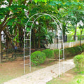 White Iron Pergola Arbor Practical, 7.9 Feet High x 4.6 Feet Wide, Assemble by SCENDOR