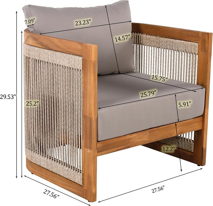 Christopher Knight Home Nesbit 4 Pieces Conversation Set, Acacia Wood Chat Set - Image 6
