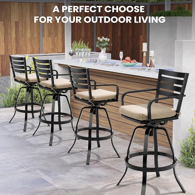 Pellebant Outdoor Bar Stools Set of 4 - Image 5