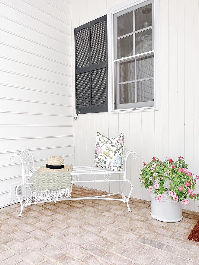Safavieh Outdoor Collection Brielle Antique White Bench - Image 6