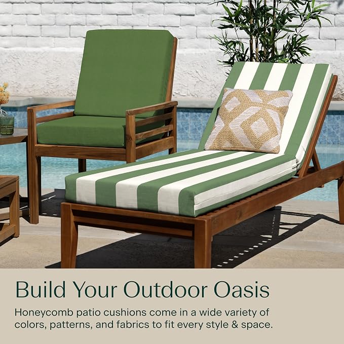 Honeycomb Outdoor Heritage Chaise 21.5 x 70, Cabana Stripe Green & Cream Chaise - Image 3