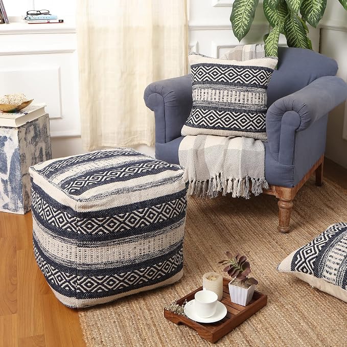 REDEARTH · UNSTUFFED Pouf Ottoman Cover Textured Cube Bean Bag Poof Pouffe - Image 2