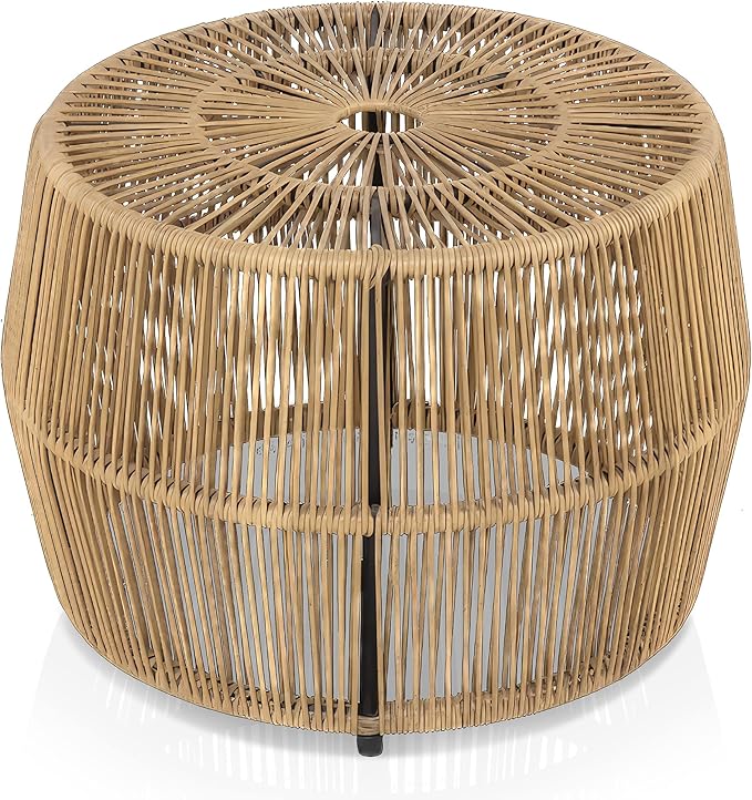 Furniture of America Ysar Boho Rattan Round Coffee Table Outdoor by FurnitureofAmerica