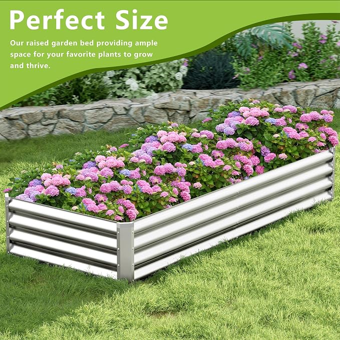 2PCS 8x2x1FT Galvanized Raised Garden Bed, Galvanized Planter Raised Garden - Image 5