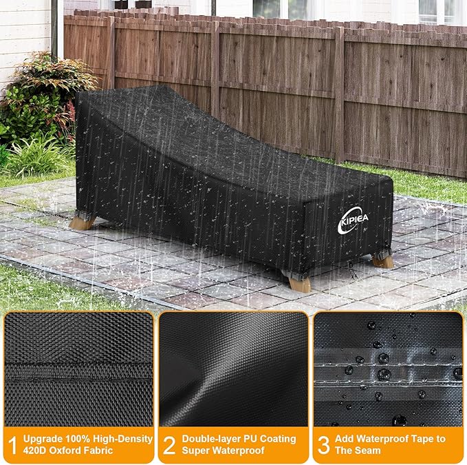 Kipiea Waterproof Patio Lounge Chair Covers - Image 3