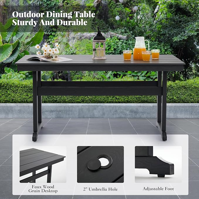 HDPE Dining Table Set for 8, 10-Piece Outdoor Table and Chairs Include 8 Dining - Image 4
