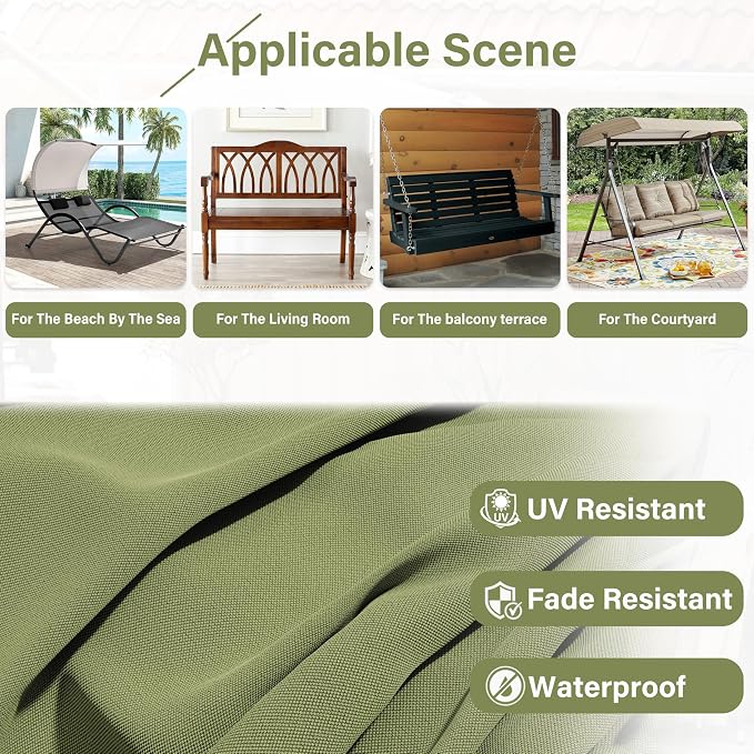 Porch Swing Cushion with Backrest, Waterproof Bench Cushion - Image 5