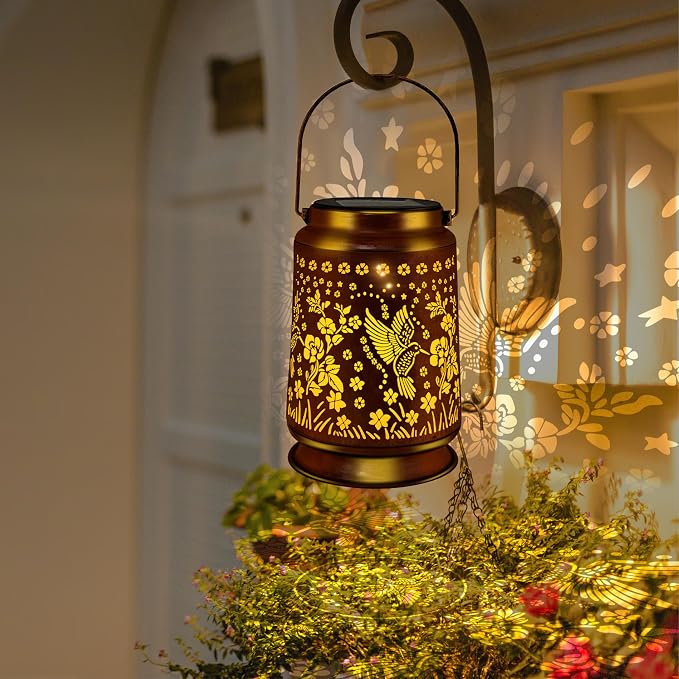KY&BOSAM Solar Hummingbird Lanterns Outdoor Waterproof, Metal Openwork LED - Image 3