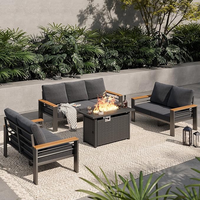 Aoxun Aluminum Outdoor Patio Furniture Set, 7 Seats Outdoor Sectional by Aoxun