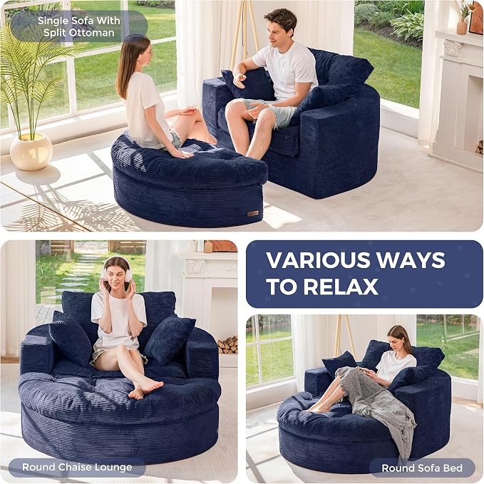 MAXYOYO Modular Sectional Chaise Lounge Sofa, Round Upholstered Lounge Chair - Image 3