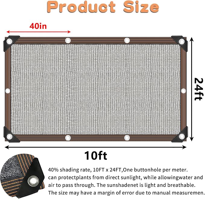 QLOFEI Shade Cloth for Garden, 40-50% Sunblock Mesh Tarp Shade Cloth - Image 2