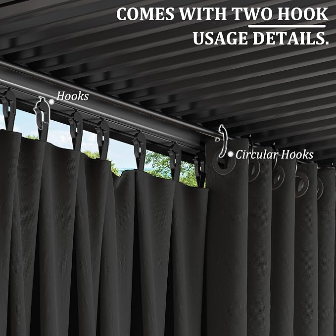 Gazebo Universal Replacement Privacy Curtain, 4-Panels Sidewall Curtains - Image 3