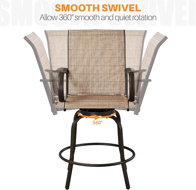 Yaheetech Patio Swivel Barstools Outdoor Chairs Set of 2, High Bistro Stools - Image 6