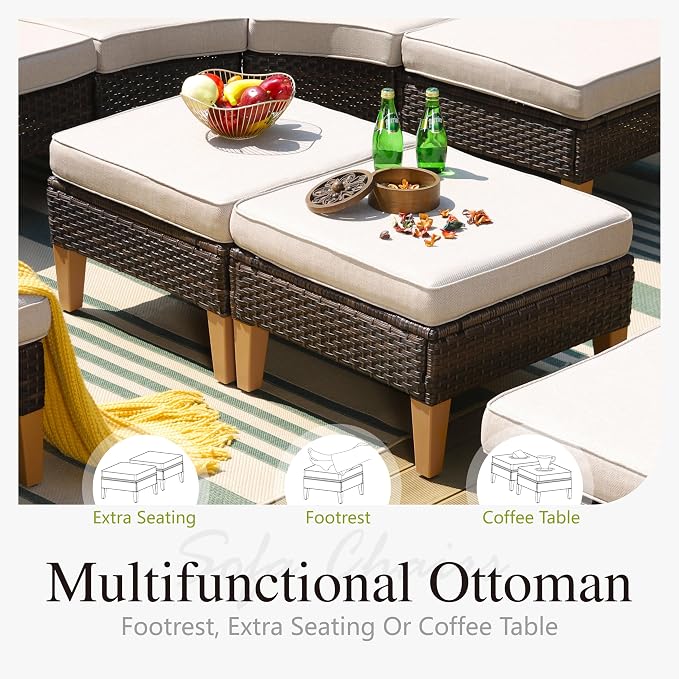Sophia & William Half-Moon Outdoor Patio Furniture Set 8 Piece Large & High - Image 5