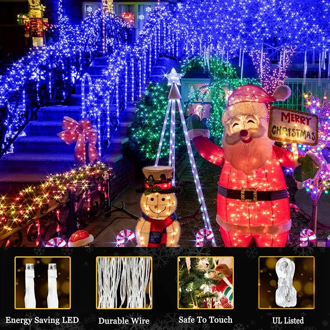 KNONEW 197FT 500 LED Christmas Lights Outdoor String Lights 8 Modes & Memory - Image 4