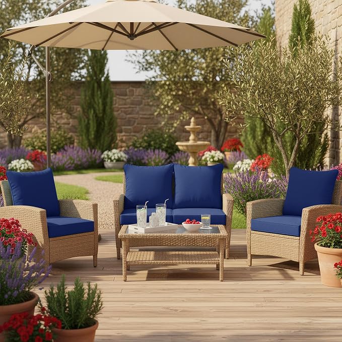 Patio Chair Cushion Set with Removable Cover, Waterproof Backrest and Seat - Image 8