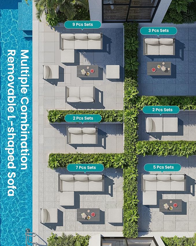 SERWALL 2 Pieces Patio Sofas, HDPE Outdoor Conversation Set - Image 4