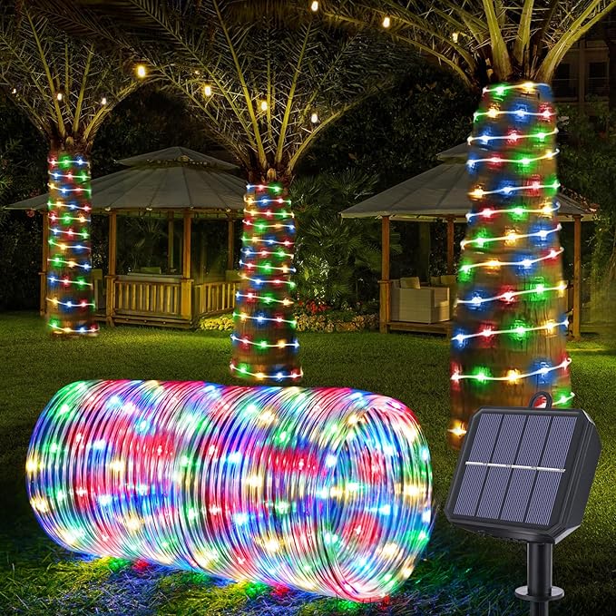 Solar Rope Lights, 33ft 100LED Solar String Lights, 8 Modes Waterproof Solar by Jnaurb