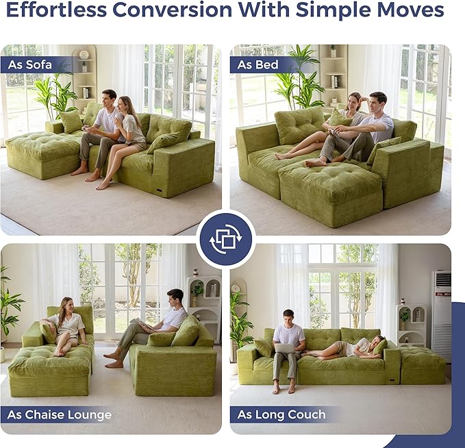 MAXYOYO 104" L Shaped Modular Sectional Sofa - Image 4