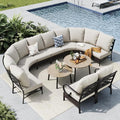 MFSTUDIO Patio Furniture Set, 10 Seats Half-Moon Curved Outdoor Sectional Sofa by MFSTUDIO
