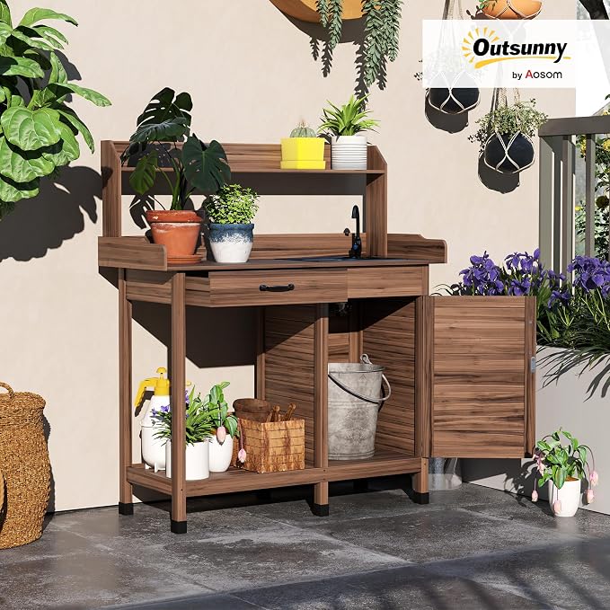 Outsunny Potting Bench Table - Image 2
