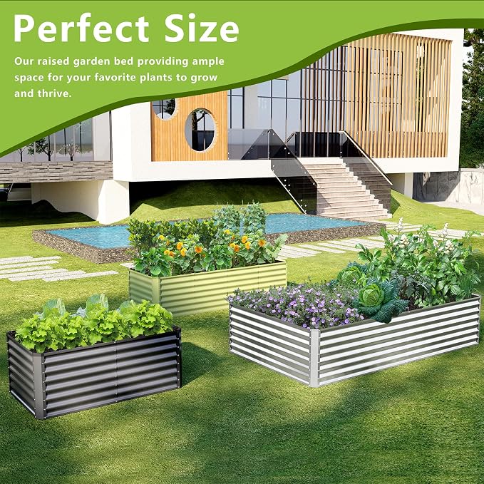 4x2x2FT Galvanized Raised Garden Bed, Galvanized Planter Boxes Outdoor - Image 7