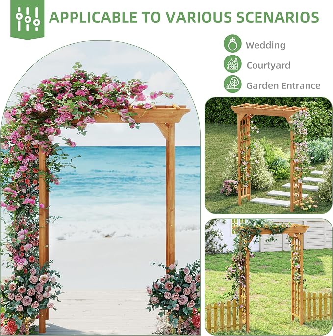 Wood Garden Arbor – Outdoor Wooden Arch Pergola - Image 5