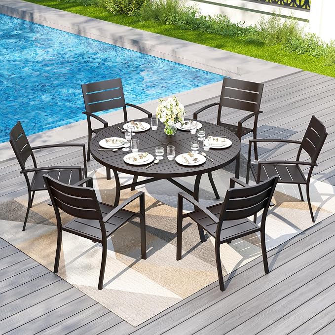 PHI VILLA 7 Pieces Outdoor Patio Dining Set by PHIVILLAThepioneerofcomfortablehouseholdsupplies