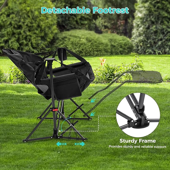 Ainfox Hammock Chair with Footrest, Oversized Swinging Portable Folding Camping - Image 4