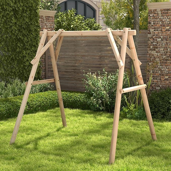 Tangkula 770lbs Porch Swing Frame, Heavy Duty A-Frame Wooden Swing Stand - Image 2