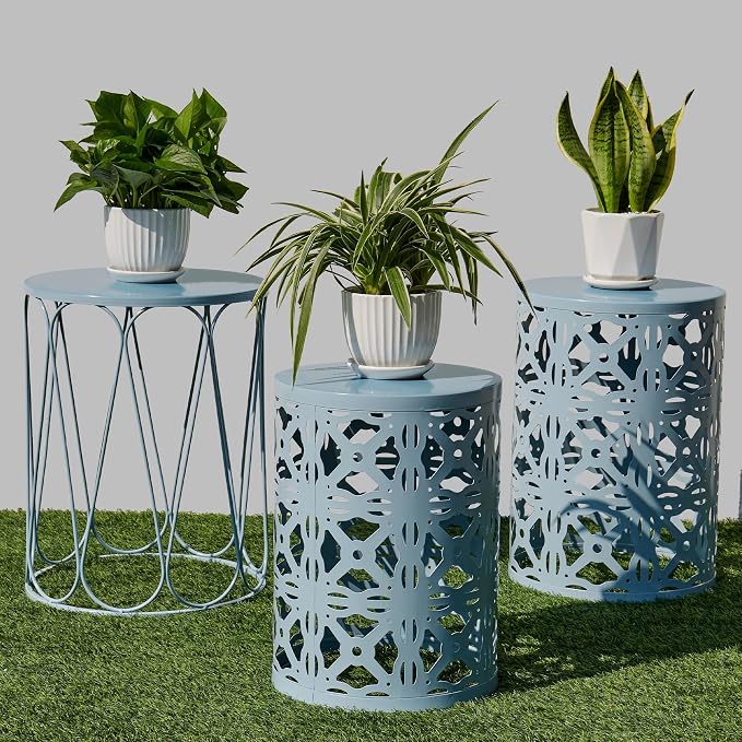 Y&M Set of 3 Heavy-Duty Round End Table, Side Table, Coffee Table by YM
