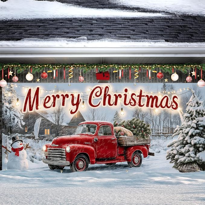 Christmas Garage Door Banner 6x13FT, Merry Christmas Garage Door Cover - Image 7