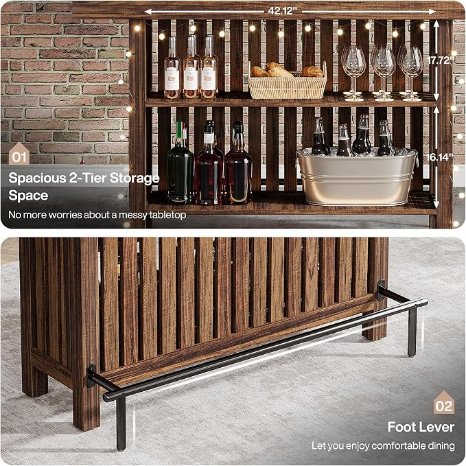 Tribesigns Large 2-Tier Bar Table, 63-Inch Mini Pub Table - Image 6