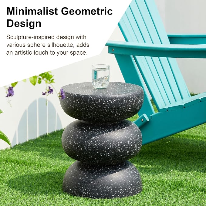 Glitzhome Outdoor Side Table, Heavy Duty Indoor Outdoor Round Planter Stand - Image 6