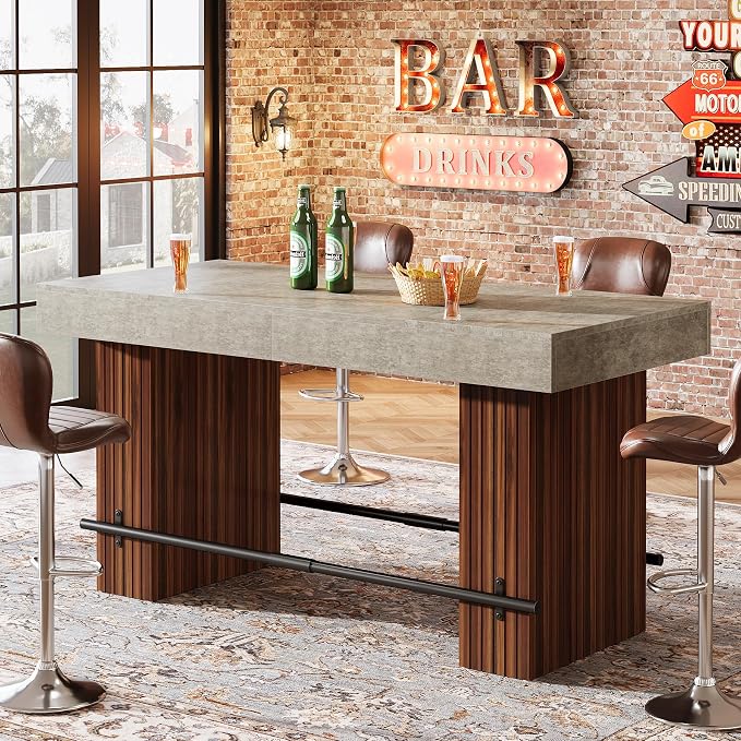 Tribesigns 62.2 Inch Bar Table, Industrial Bar Height Counter Table, - Image 3