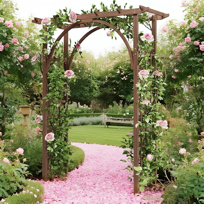 85 inch Garden Arbor Arch, Solid Wood Wedding Arch Ceremony Backyard, Rustic by Garvee