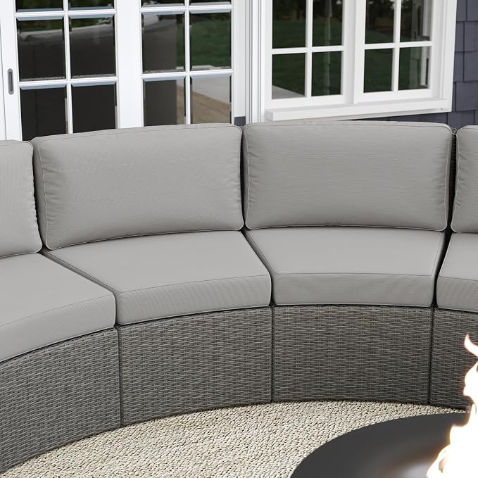 Martha Stewart Bedford Indoor-Outdoor Modular Patio Curved Sectional Sofa Seat - Image 7
