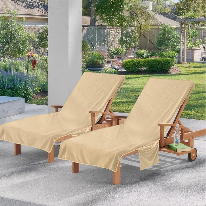 Super Soft & Thick Lounge Chair Towel Cover, Chaise Lounge Cover - Image 2