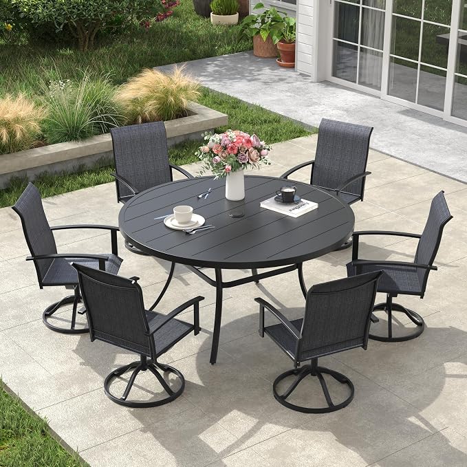 VICLLAX 53" Round Patio Table, Outdoor Dining Table - Image 7