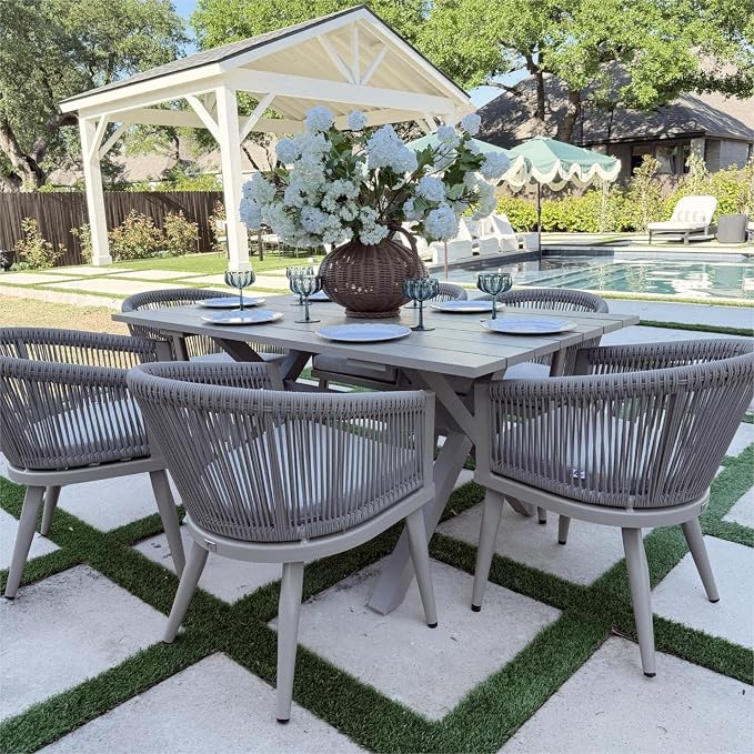 PURPLE LEAF Outdoor Dining Set for 8 All-Weather 9 Pieces Patio Aluminium - Image 3