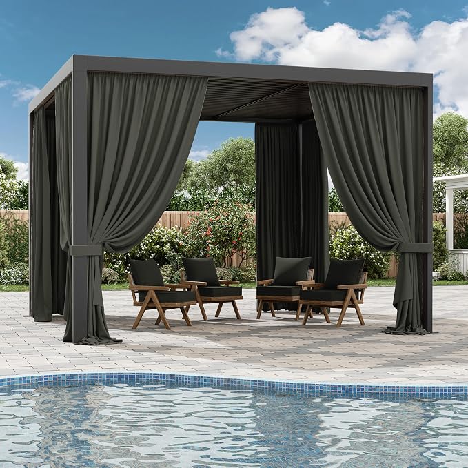 Gazebo Universal Replacement Privacy Curtain, 4-Panels Sidewall Curtains - Image 6