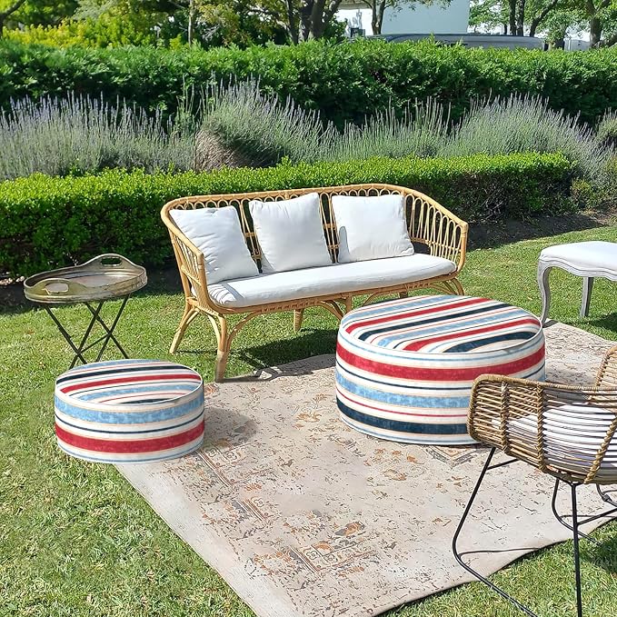 LVTXIII Outdoor Inflatable Ottoman, Fade-Resistant Round Footrest Stool D31”x - Image 6